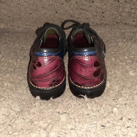 BILTRITE-Blue/Purple Leather-Floral Pattern-Wingtip Oxfords-Sz 6-NWOB - Picture 5 of 7